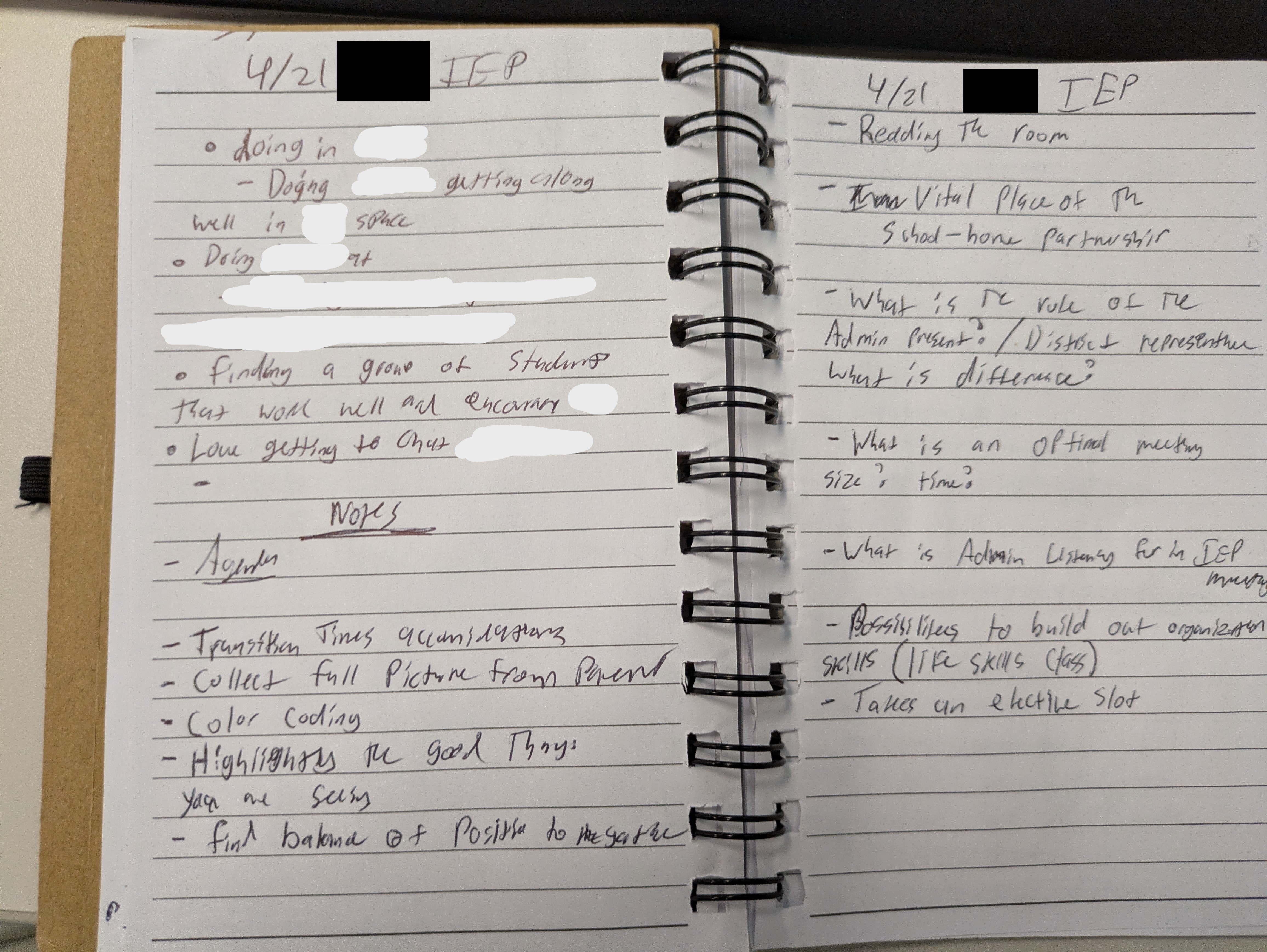IEP Meeting Notes (Redacted)